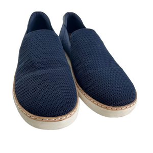 Navy Blue White Slip-On Loafers Bamboo Knit Upper Unisex Men's 10.5 Women's 12
